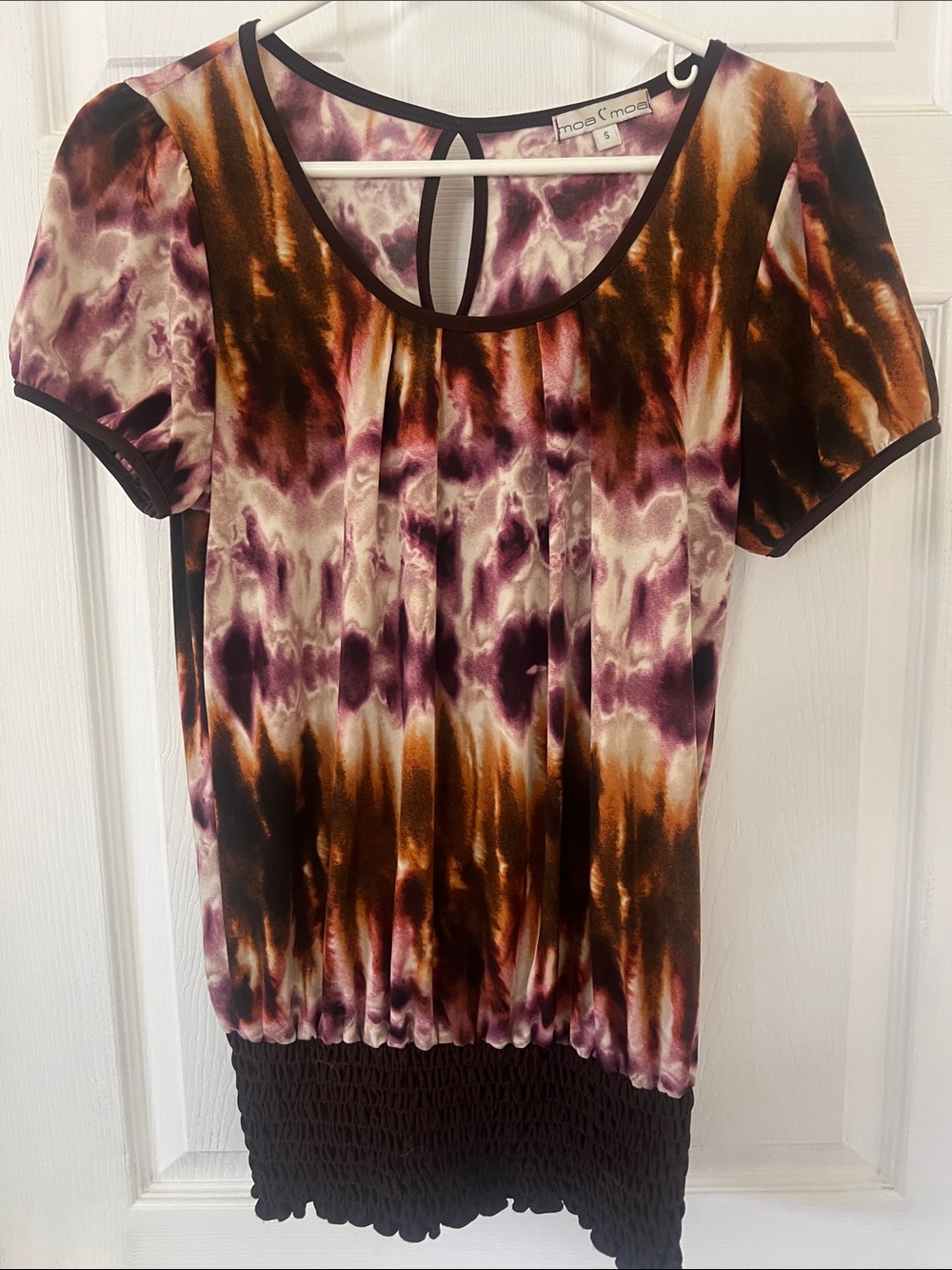 Purple Tie-Dye Short Sleeve Blouse